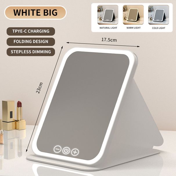 Specchio da trucco da viaggio, specchio da trucco portatile con illuminazione a LED, specchio da trucco con touch screen con rotazione a 360°, specchio cosmetico pieghevole da tavolo ricaricabile_voghion.com