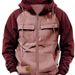 Spring And Autumn New Men's Hooded Solid Color Youth Sports Multi-Pocket Leather Patch Sweatshirt Workwear_voghion.com