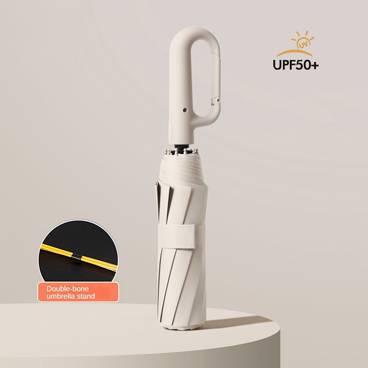 Bærbar stor automatisk paraply med spænde til både solskin og regnvejrsdag, afslappet holdbar kompakt paraply til mænd og kvinders udendørsaktiviteter_voghion.com