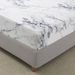 Grey White Marble Patterned Polyester 3D Printed Fitted Bed Sheet Set With Pillowcases_voghion.com