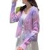 2024 new women's gradual tie dyed Fried Dough Twists hollow short cardigan sweater_voghion.com