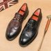 Euro Step 2025 Spring Brogue Leather For Men Breathable Korean Style Business Casual Suit Wedding Groom Formal Height Increasing_voghion.com