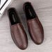 European Warm Series Large Size Cotton-Padded For Men, Genuine Leather Sole Soft Surface Lightweight Loafers, Men's Autumn Winter Business_voghion.com