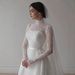 Abito da sposa da donna, abito da sposa in pizzo lucido ed elegante, abito da sposa in raso con maniche lunghe – Abito senza tempo a trapezio con vita alta in bianco avorio_voghion.com