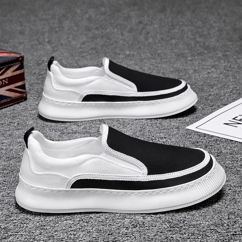 Herren 2025 Neue Sommer Atmungsaktive Faule Dicke Sohle Lässig Trendy Herren Leichte Ein-Fuß-Canvas-Schuhe_voghion.com