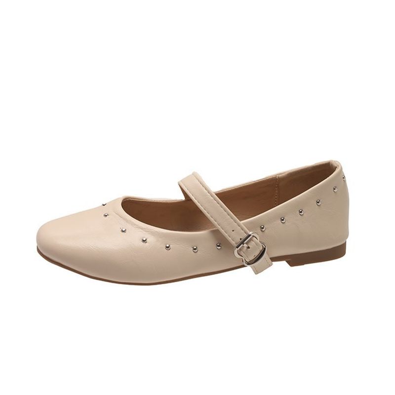 Retro ronde neus riem gesp enkellaags schoenen dames Mary Jane schoenen met één karakter gesp elegante comfortabele platte schoenen_voghion.com