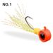 Confezione da 5 pezzi di esche artificiali con testa di piombo Big Eye Jig legate con piume e ami per la pesca a mosca_voghion.com