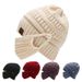 Same Style Label Warm Thickened Non-Fleece Knitted Without Ponytail With Pom-Pom Yarn Hat_voghion.com