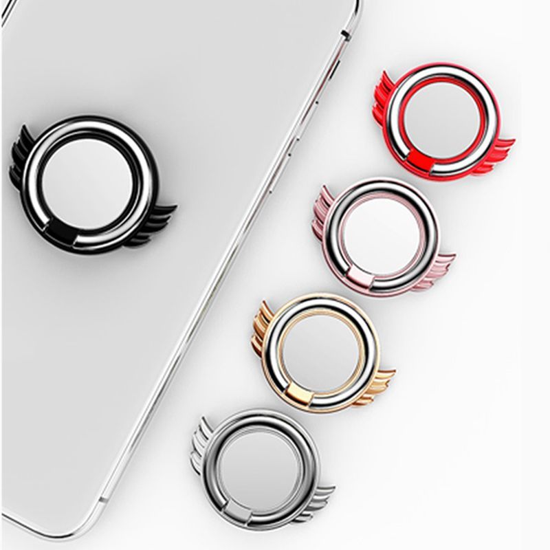 Kunjiuyou Mobile Stand Magnetic 360-degree Rotation Ultra-thin Cell Phone Finger Ring Holder for Desktop-Black_voghion.com
