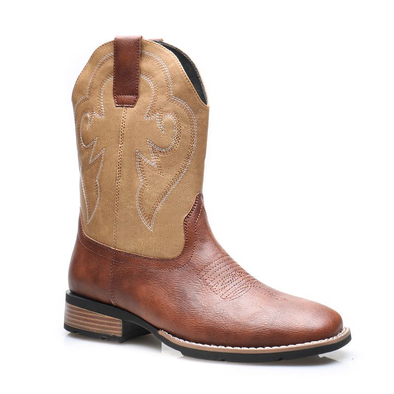 Vintage square plus size cowboy boots for men_voghion.com