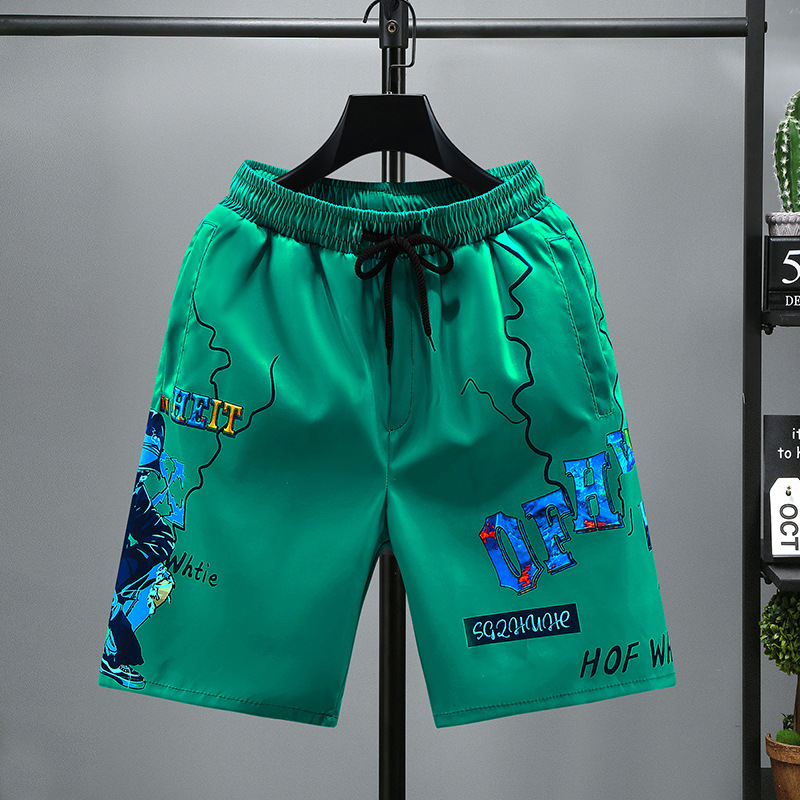 Sommer issilkeshorts shorts med print til mænd hurtigttørrende bukser mode afslappede fempunktsbukser net røde strandbukser_voghion.com