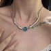 Metalen blauwe kralenketting voor dames, punk, mechanisch, windlicht, luxe, premium niche, sleutelbeenketting_voghion.com