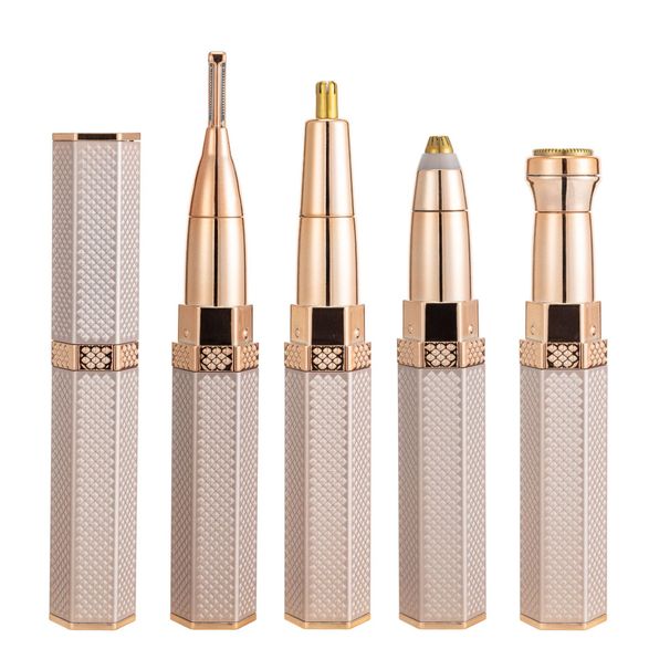 4-in-1 Electric Hair Trimmer For Face, Eyebrows, Nose, Underarms & Bikini Line - Painless Hair Removal With 4 Replaceable Heads_voghion.com