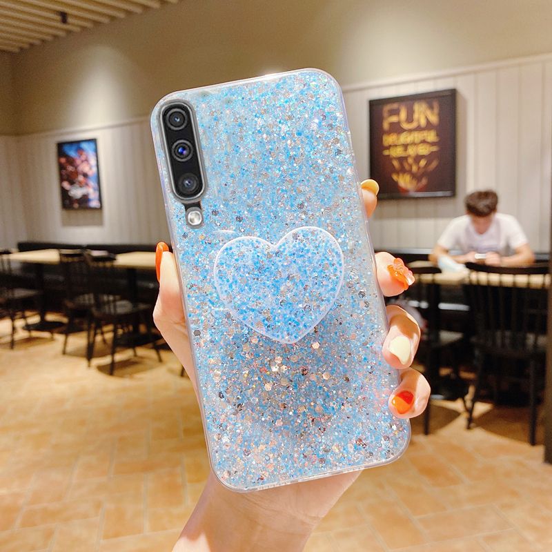 Shiny Glitter Heart Love Telefonholder Taske til vivo Y20 Y11 Y11S Y12S Y21 Y21S Y33S Y51 Y77 V20 V21 V21E V23 Blødt silikonecover_voghion.com