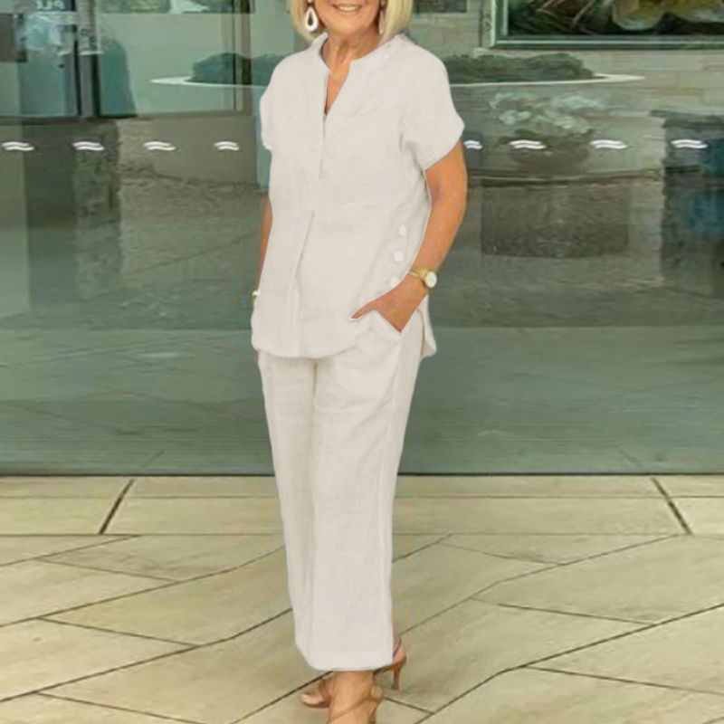 Damen Sommer neue Damenbekleidung kurzärmelige Oberteile und Hosen lässig zweiteilige Anzüge_voghion.com