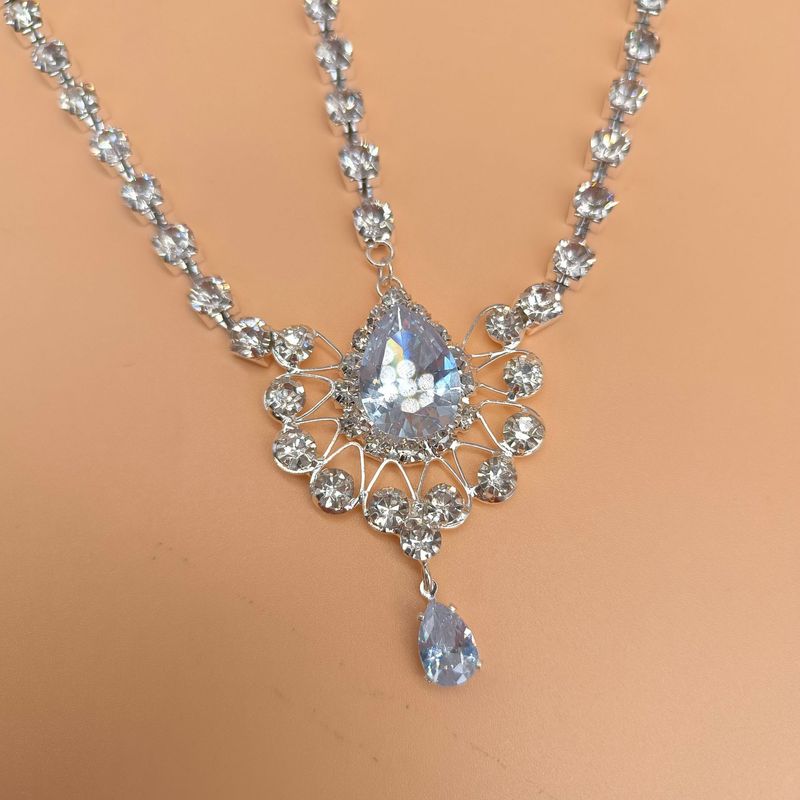 Corrente de testa multicamadas estilo étnico zircônia gota d'água festa strass dourado cocar_voghion.com