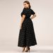 2023 Square Neck Bubble Sleeves Women's Dress Temperament Wave Dot Printing Plus size Dresses_voghion.com