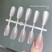 Nude Pink Cat Eye Tips High-end New Wearable Finished Detachable Pre-made Nails Whitening Nail Stickers_voghion.com