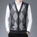 Ärmellose Weste aus Wollmischung mit V-Ausschnitt für Herren – Stilvolle und vielseitige Strickjacke für lässige und elegante Kleidung_voghion.com