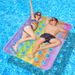Rainbow Gradient Inflatable Double Lounger - Glitter Mesh & Padded Pillow (Eco-Friendly PVC 200cm Heavy-Duty For Pool & Beach)_voghion.com