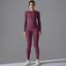 New Solid Color Double-Sided Brushed Elastic High Waist Tight Hip-Lifting Training Yoga Suit Running Fitness Set For_voghion.com