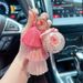 Creative Ice Silk Tassel Eternal Flower Gradient Color Internet Celebrity Car Keychain Cute Bag Pendant Gift_voghion.com