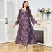 Neues muslimisches Sommerkleid mit langen Ärmeln, schlicht und locker, lässig, Blumenmuster, Übergröße_voghion.com
