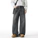 Herrenbekleidung Lightning Cat Whisker Washed Distressed Jeans für Herren Herbst Trendy Retro Rivet Straight Pants Amerikanische Freizeithose_voghion.com