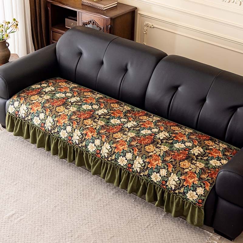 Maillard Style Sofa Cover – Floral Print Elastic Couch Protector (Polyester, Anti-Slip, Multiple Sizes)_voghion.com