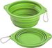 Two Packs Collapsible Dog Bowl - Plastic Rimless Dog Travel Bowl Portable Two Handle Water Bowl For Camping, Hiking, 650ML, Lime Green_voghion.com