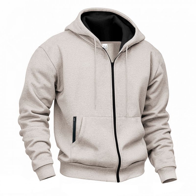 Sweat-shirt à capuche et fermeture éclair pour homme, vêtement d'automne et d'hiver, chaud et fonctionnel, en velours, décontracté_voghion.com