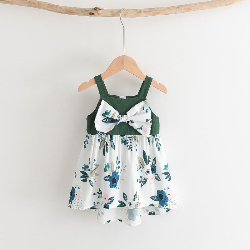 Mutter & Kinder Europäischen und Amerikanischen sommer neue hause kleidung spleißen gedruckt langen rock mutter + tochter + baby modische eltern-kind-kleidung_voghion.com