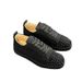 Lttll Electric Black Bestickte Low-Top-Nieten Flache Casual Crescent Herrenschuhe_voghion.com