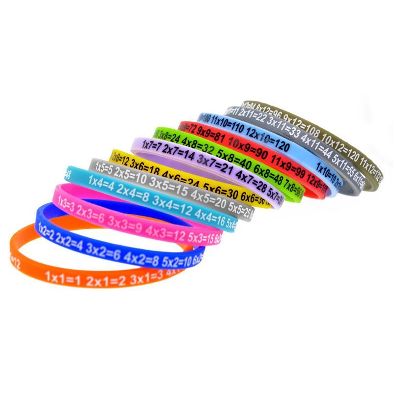 12 farver Stretch Unisex Silikone Multiplikationsbord Armbånd til jul_voghion.com