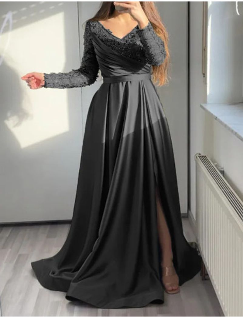 Robe femme poitrine à volants rouge noir vert taille moyenne couleur unie dentelle jupe longue robe robe de soirée_voghion.com