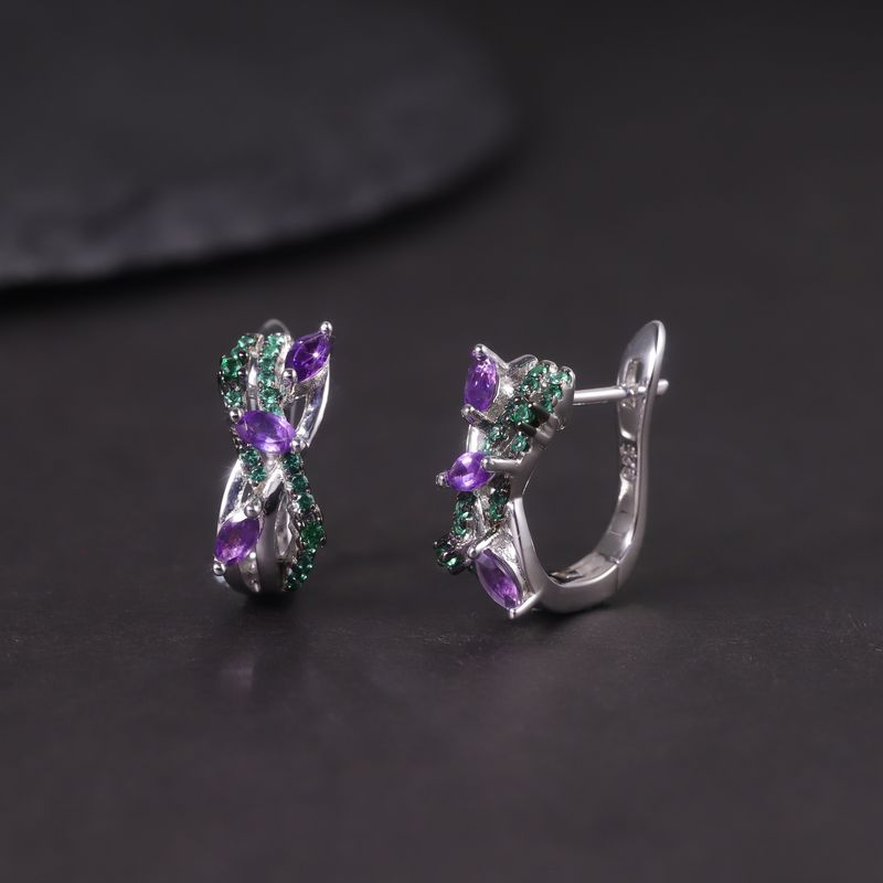 Nye design naturlige topas øreringe S925 sølvindlagt granat peridot ametystfarvede ædelsten øreringe_voghion.com