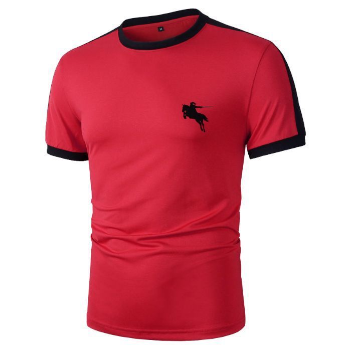 T-shirt da uomo elasticizzata con stampa grafica – T-shirt traspirante a maniche corte slim fit per streetwear e palestra (S-XXL, rosso)_voghion.com