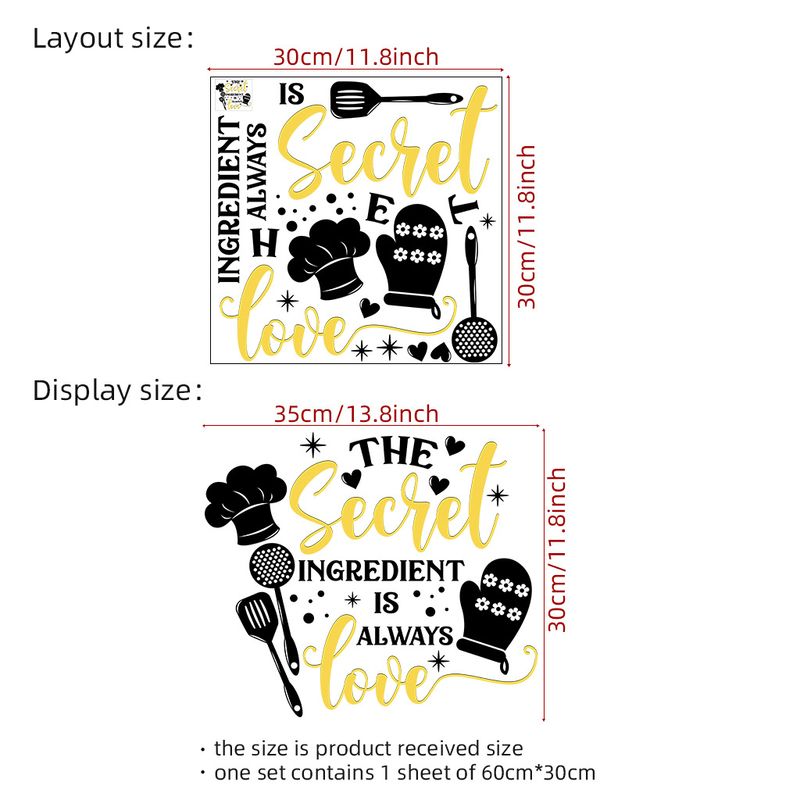 Creative tableware kitchen love PVC frosted CH81494 I Love Kitchen English background wall sticker_voghion.com