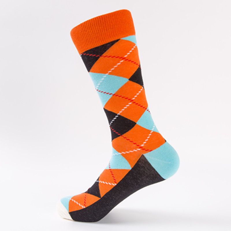 Apparel Accessories Spot autumn and winter new fashion socks happy socks plaid casual couple cotton socks long socks wholesale_voghion.com