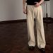 JMWH 70% Haute Couture Linen Trousers A-shaped Version All-inclusive Edge Inner Summer Upstart Luxury Straight Casual Trousers_voghion.com