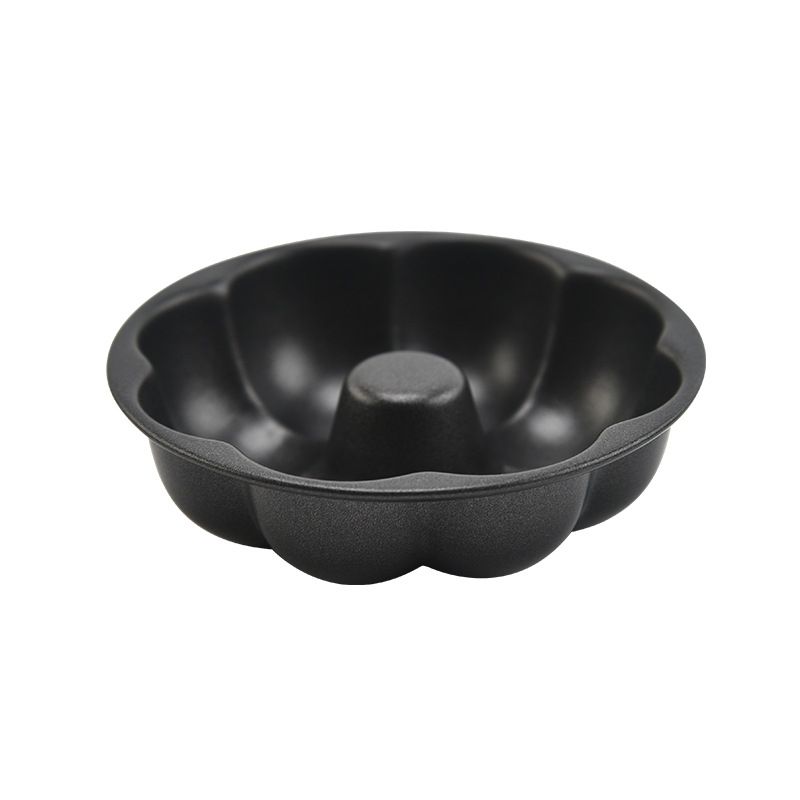 5-Piece Unique Shape Cake Pan Set - Modern Matte Black Electroplated Stainless Steel Baking Molds (Pumpkin/Flower/Round/Heart/Square Designs)_voghion.com