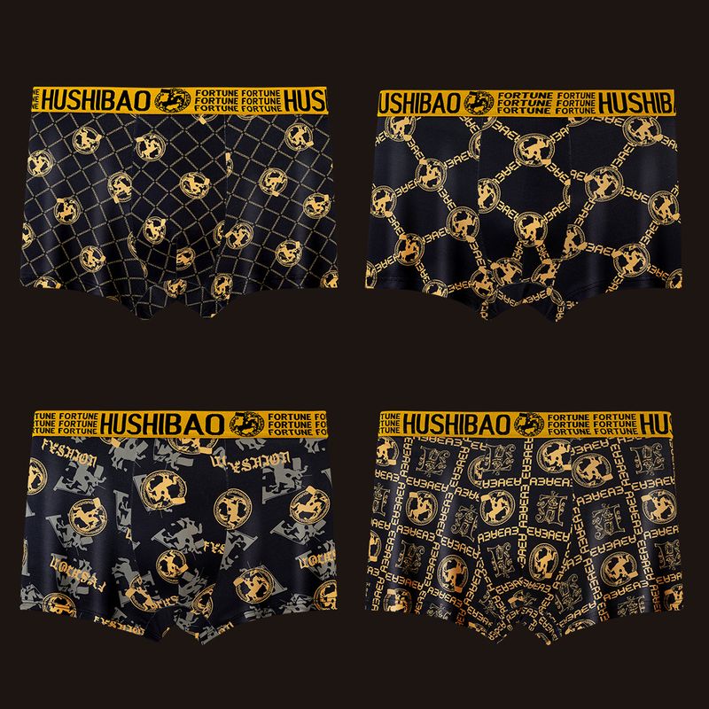 Aristokratisches Temperament heißer Stil schwarz und gold Herrenunterwäsche edle Herrenunterwäsche Boxershorts E-Commerce Fabrik Direktverkauf Großhandel_voghion.com
