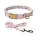 New Design Peach Pattern Adjustable Dog Accessories Neck Collar Leash Pet Supplies_voghion.com