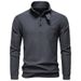 Sweat-shirt à col montant et demi-zip pour homme - Mélange de coton respirant, coupe ajustée, manches longues, couleur unie (blanc, gris foncé)_voghion.com