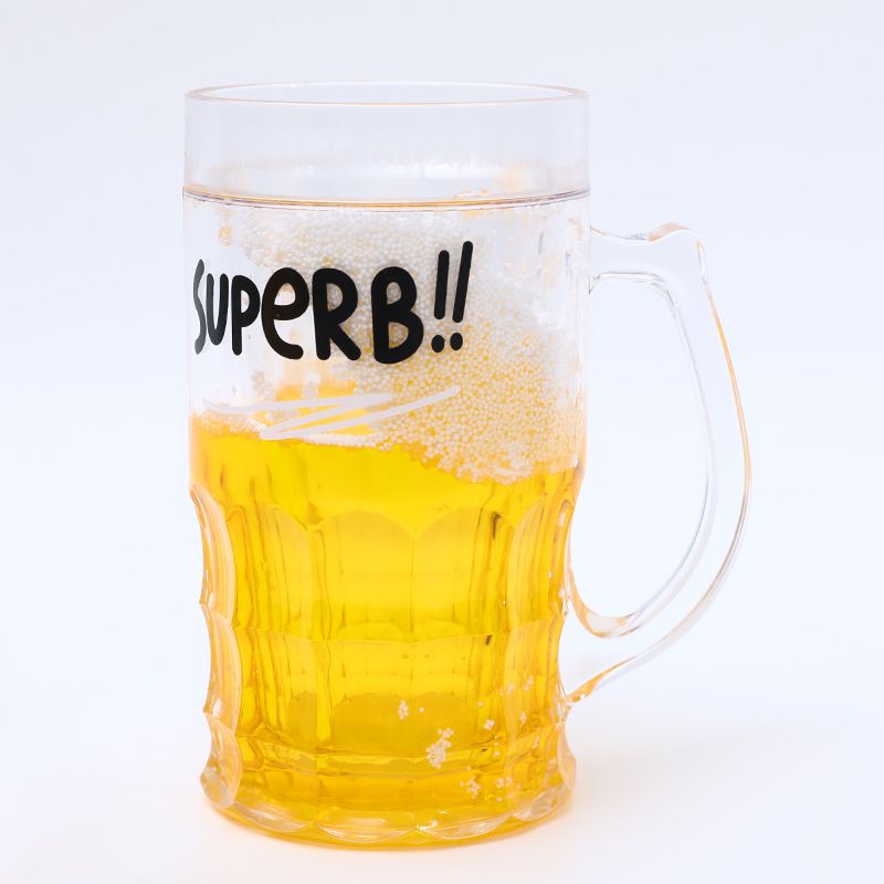​Fun Novelty Double-Wall Plastic Beer Mug - Colorful Iced Drink Cup With Frost Effect_voghion.com