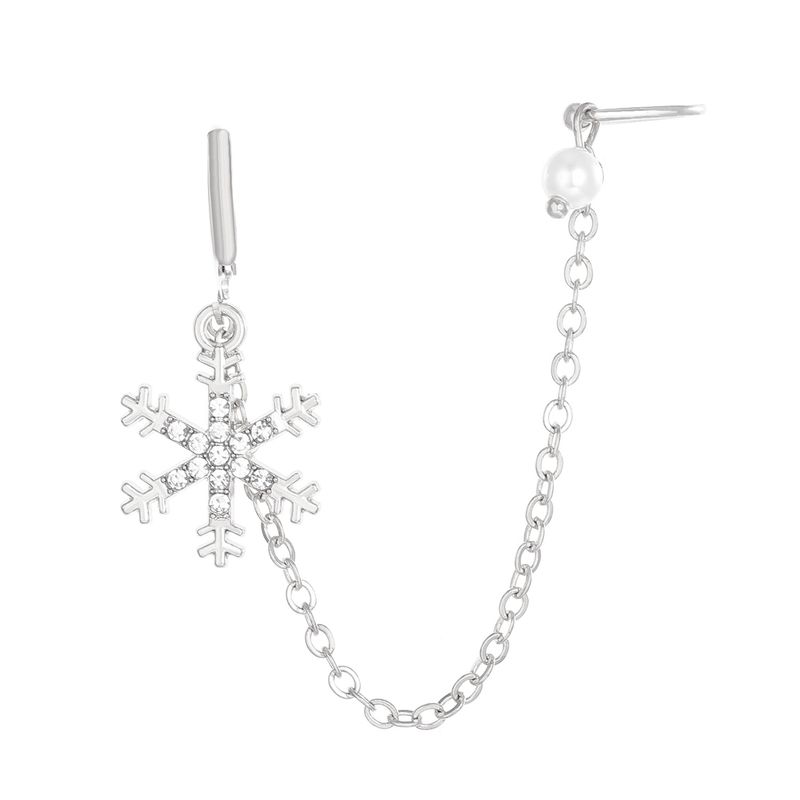 orecchini a clip con fiocco di neve in stile ins, orecchini a catena lunga, leggeri e di lusso, da donna, con fiocco di neve piccolo, orecchini monopezzo_voghion.com