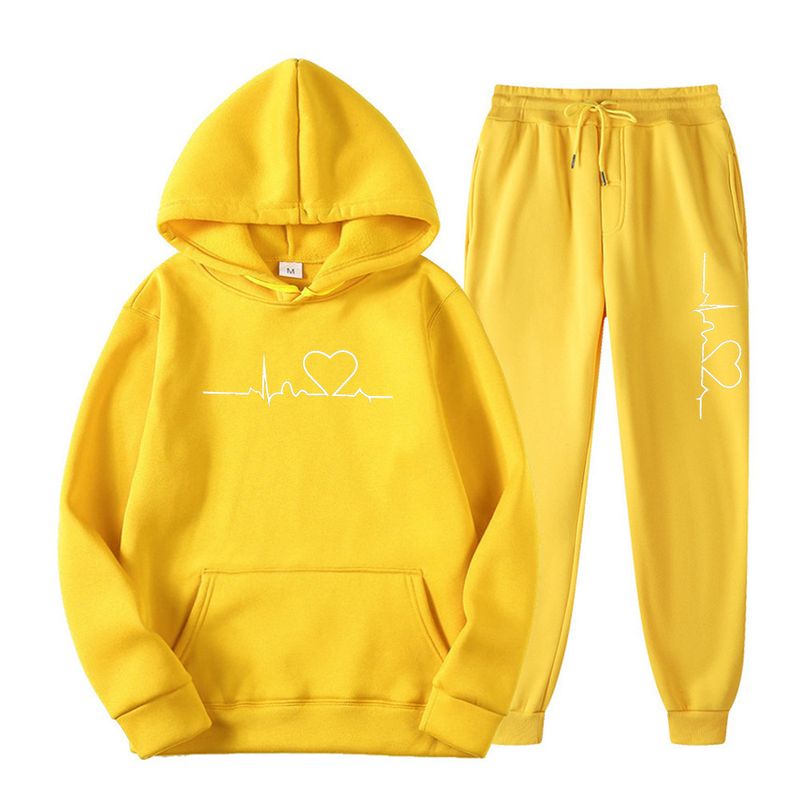 Men's Clothing men and women plus velvet sweater suit autumn and winter men's heart pattern hoodie trendy brand new men's suit_voghion.com