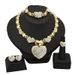 Set di gioielli in oro da donna, gioielli in lega di rame placcati in oro, nuovi set di gioielli a forma di cuore in oro Dubai per la sposa, collana, anello, orecchini e bracciale da donna_voghion.com
