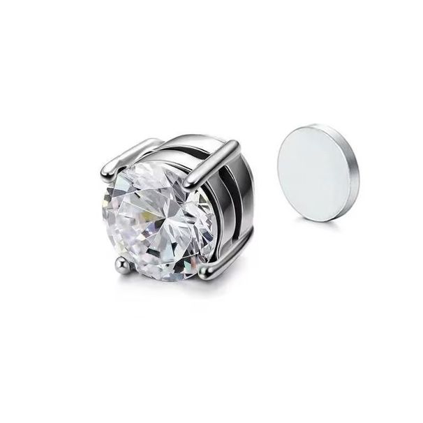 Fornitura diretta dalla fabbrica di orecchini senza fori, materiale semplice in acciaio inossidabile, stile americano alla moda e versatile, clip per orecchini con magnete in zircone._voghion.com