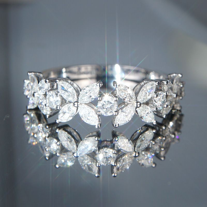 Cao Shi's New Minimalist Four Leaf Clover Zircon Women's Flower Ring_voghion.com